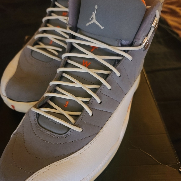 Jordan Retro 12 "Cool Grey" | Shoes | Grey/White/Orange | Size: 11.5 | Sneakers - Picture 5 of 12